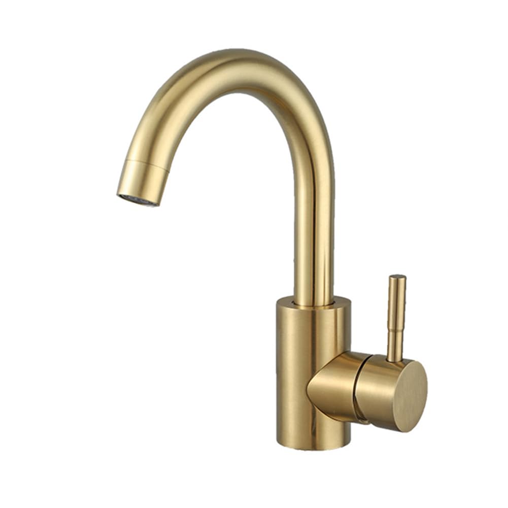 Mitigeur de lavabo moderne or brossé en acier inoxydable pivotant 360