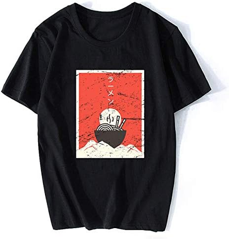 Amazon Co Jp ヴィンテージ日本のアニメラーメンコットンメンズクールジャパンアニメtシャツ原宿ストリートcamisetasやつ審美服 ファッション