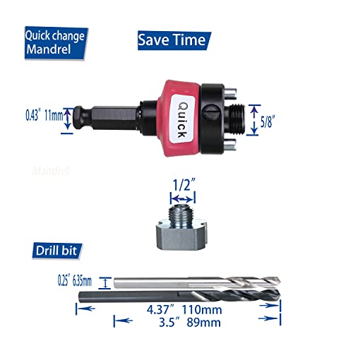 Plg2Supt Hole Saw Quick Change Mandrel 7/16" Shank New Hole Saw Arbor Fit 9/16" To 10" Hole Saw #TOP4