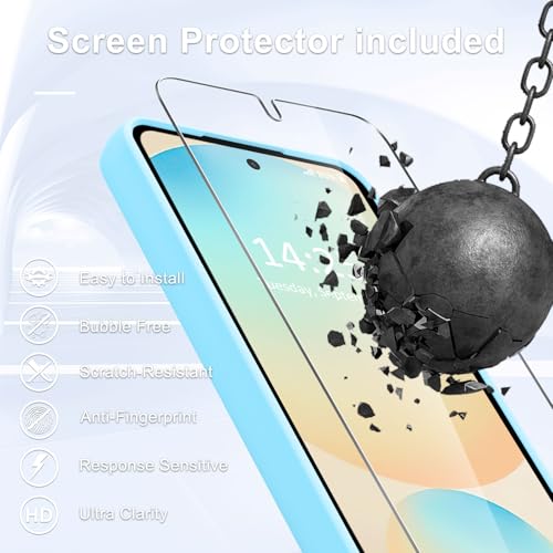 Image of for Samsung Galaxy S24 FE Case, Matte Magnetic Phone Case with 1 Screen Protector, Support for Magsafe, Translucent Frosted Slim Shockproof Protective Cover for Samsung Galaxy S24 FE, Light Blue