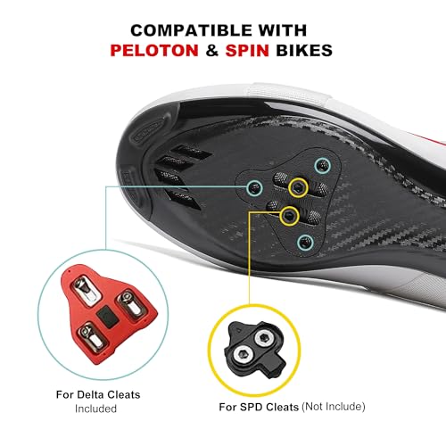 Image of KESCOO Unisex Cycling Shoes Compatible with Peloton Bike & SPD Indoor Outdoor Road Bike Cycling Shoe for Men Women, 1 Hook and Loop Strap, with Delta Cleats