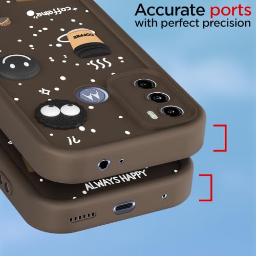 Image of Pikkme Back Cover for Motorola Moto G60 / G40 Fusion | 3D Bear Silicone Cute & Fun Coffee Cartoon | Full Body Protection Bumper Case (Brown)