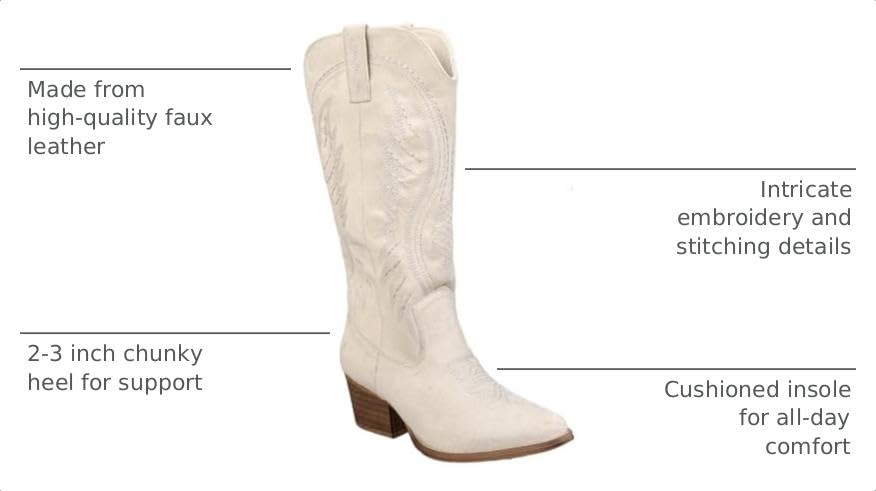Image of Women's Western Cowboy Boots - Embroidered Ankle Booties with Chunky Block Heel, Side Zipper Suede Cowgirl Boots for Country Concert