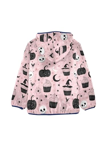 Cute Halloween Cake Skull Girls Fleece Jacket Girls Fall Jacket Boys Coats Zip Up Hoodie Children Outerwear 2-10T2