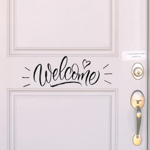 Adesivo in vinile per porta d'ingresso con scritta "Welcome", adesivo