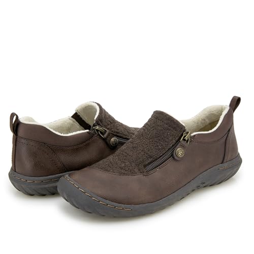 Image of JBU Women's Elodie Comfortable Casual Flexible Arch Support APMA Accepted Side-Zip Walking Flat