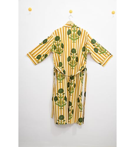 Image of Hand block print Cotton Kimono bikini cover up,Indian Hand block print Cotton Bath Robe,Swim Wear,Nighrwere Dressing Gown