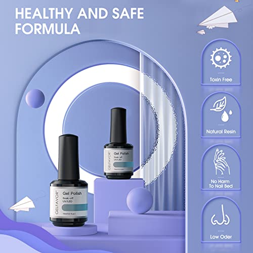 GELFAVOR UV Nagellack Set, 15ml Blau UV Gel Nagellack Set Shellac Nagellack Nail Art Gel Politur – Bild 5