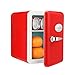 HCALORY Mini-Kühlschrank, 4 Liter/6 Dosen, tragbarer Mini-Kühler und Wärmer, geräuscharm, tragbarer kleiner AC+DC-Kühlschrank für Hautpflege, Schlafzimmer, Auto, Camping (Rot)