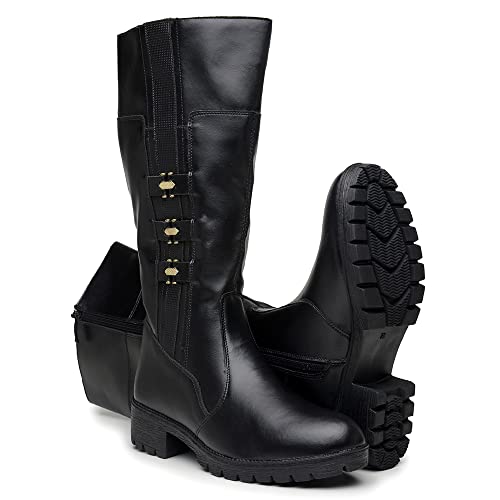Bota Montaria Cano Longo Conforto Estilosa Elegante Cor:Preto;Tamanho:37