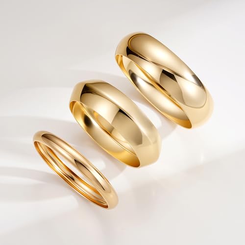 Rcidan Chunky Gold Bangle Bracelets for Women, Dainty 14K Gold Plated Big Stackable Bangles Set, Trendy Cuff Bracelet Stack Fashion Jewelry Gifts — view 6