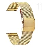 Run Ken Correa De Reloj De Malla De Acero Inoxidable For Hombres Y Mujeres, Correas De Reloj De Malla De Liberación Rápida 16 Mm 18 Mm 19 Mm 20 Mm 21 Mm 22 Mm(GD,19mm)