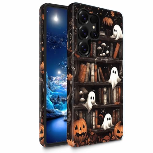 Bxgolkgd TPU+PC Phone Case for Galaxy S26 Ultra 6.9",Dual Layer Shockproof Protective Cover,Anti-Fall Rugged Shell for Men Women,Halloween Ghost Bookcase