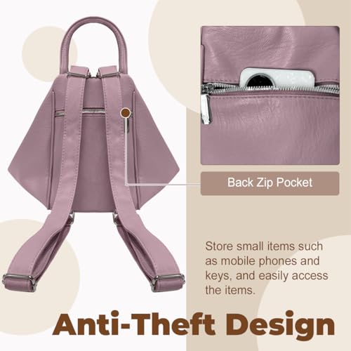 Image of Leather Backpack Purse for Women Anti-theft Casual Shoulder Bag Ladies PU Bookbag Convertible Backpack Tote Bags for Women Handbag with Card Holder for Work Hiking Daily Use