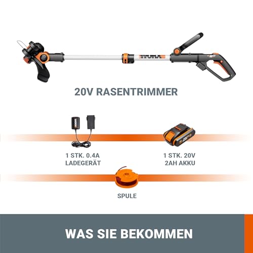 Rasentrimmer WORX WG163E.1 20V mit Li-Ion Akku und 2-in-1 Funktion