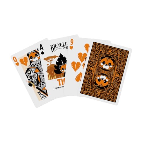 Image of Bicycle Tiger Playing Cards - Cute and Collectible Bengal Tiger Inspired Toys Deck of Card Game for Family Game Night