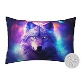 Funda Cojin 35x55 cm Juego de 2, Exterior Impermeable Lino Fundas de Cojines Animal Funda de Almohada, Rectangular Cojines Lobo para Sofa Con Cremallera Oculta para Jardín Sala de Estar Coche -FS314