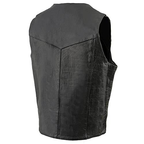 Image of Milwaukee Leather Men's Premium Leather Western Style V-Neck Motorcycle Rider Vest with Front Snap Closure |LKM|ML|SH