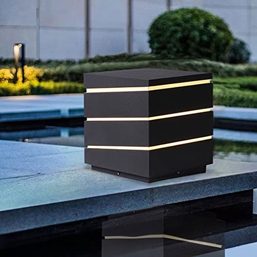 Lámpara de columna cuadrada exterior creativa para poste de cubierta y jardín 4