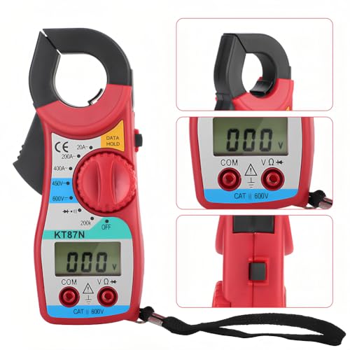 Image of Digital Clamp Meter, Multimeter Tester Voltage Tester Clamp Meter DC AC Ammeter LCD Display Electrical Tester Non Contact Auto Ranging Counts Measures for Current Temperature Capacitance Resistance