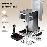 COSTWAY 20Bar Espresso Coffee Machine, 1200W Compact Coffee Maker with Milk Frother, Touch Screen & 1.7 L Removable Water Tank, Stainless Steel Espresso Maker for Cappuccino, Latte, Ground Coffee - Image 8