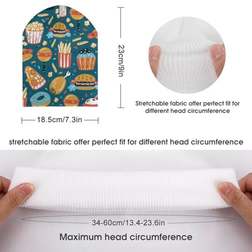 Fast Food Hamburger Kids Beanie Hat for for Girls Boys Children Cap Winter Knitted Chemo Cancer Headwear Accessories Gifts Decoration Black2