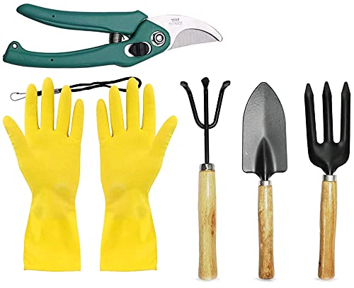 Oblivion Garden Tools Combo - Hand Cultivator, Big Trowel, Garden Fork | Rubber Hand Gloves l Garden Scissors (B094W3548D) Amazon Price History, Amazon Price Tracker