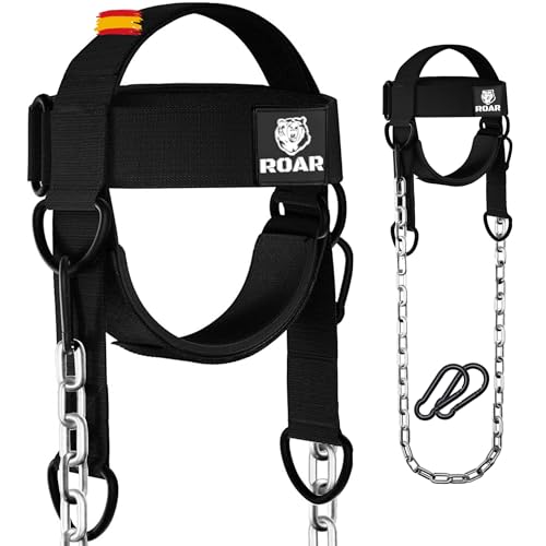 Roar® Arnés de Cuello Levantamiento de Pesas Entrenador Correa Gruesa Cuello para Desarrollo del Entrenamiento Sombrero Resistencia Fuerza Constructor Muscular Cadena Ejercicio Levantamiento Pesas