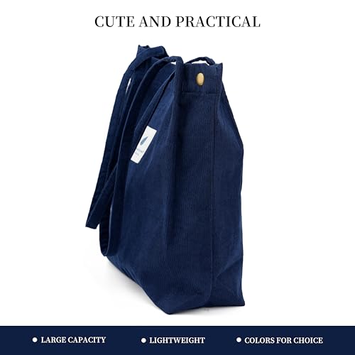 Image of Corduroy Tote Bag Cute Tote Bags for Women Shoulder Bag with Inner Pocket for Work Beach Travel and Shopping Grocery