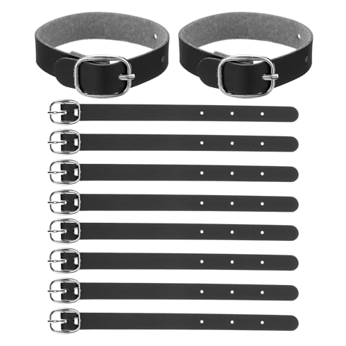 Image of PATIKIL Luggage Tag Strap, 10 Pcs PU Leather Extender Buckle Straps Luggage Tag Luggage Strap Tag Holder Adjustable for Suitcase Hanging Accessories Travel, Black