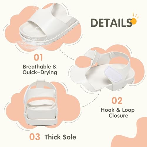 XTJSCBDSH Kids Sandals for Girls and Boys, Summer Soft Faux Leather Flat Shoes, Non-Slip Comfort Lightweight Beach Walking Sandals with Back Strap3