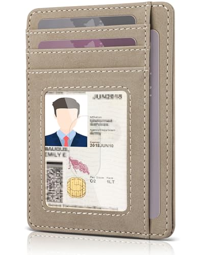 Image of Teskyer Slim Minimalist Wallet for Men, RFID Front Pocket Card Holder | Ultra Slim Front Pocket Design, 8 Card Slots, RFID Protection, Smooth Faux Leather for Everyday Carry