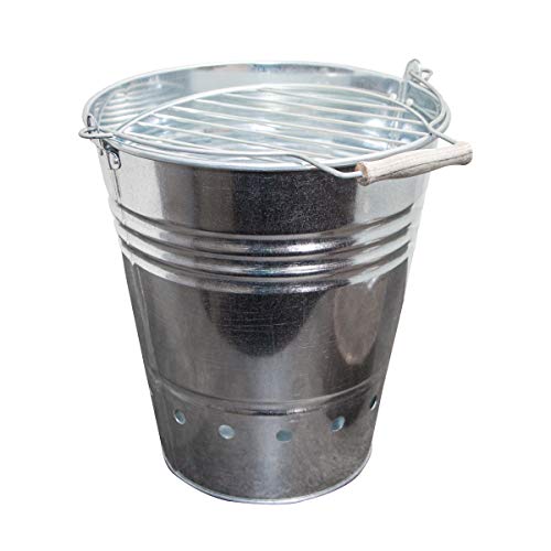 Antikas - Grill-Eimer aus Eisen, Groß, mit Henkel, Grillrost, Kohlerost