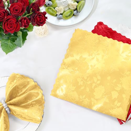 24 Servilletas Jacquard Satinadas 43x43 cm Dorado miniatura 2