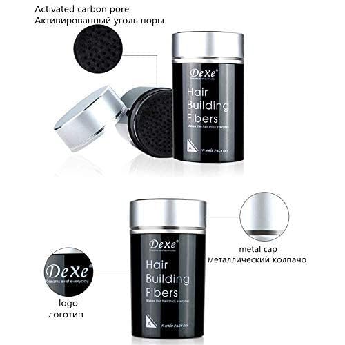 Image of Dexe Hair Building Fibres for Thinning Hairs | Natural Thickening Powder for Men & Women | Long-Lasting & Sweat-Resistant | (Black)