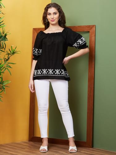 Image of Globus Women Square Neck Floral Print Strappy Peplum Fusion Tunic