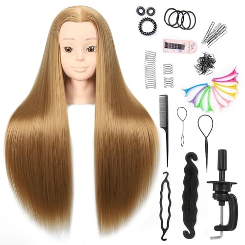 Mannequin Head with Synthetic Fiber Hair - Straight, 28