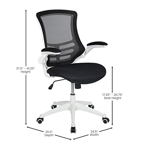 Image of Flash Furniture Kelista Office Chair, Ergonomic, Mid-Back, White Frame, Black Mesh with Swivel
