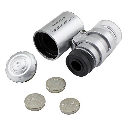 Aussel 60X Minitaschen Illuminated Jewelers Mikroskop Vergrößerungsglas Einstellbare Lupe mit UVwährungdetektor und Fluoreszenz LED White Lights
