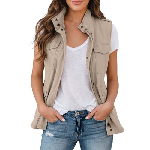 Chaqueta fina de verano sin mangas para mujer que buscan comodidad con bolsillos