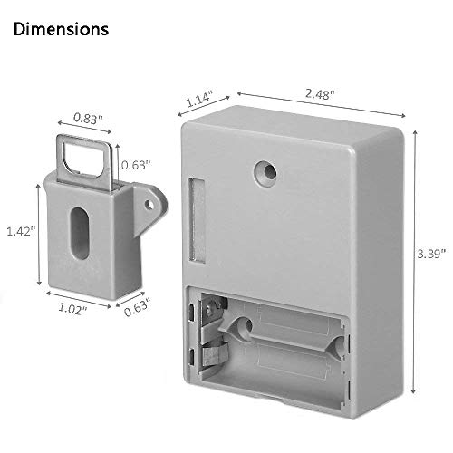 WOOCH Electronic Cabinet Lock, Hidden DIY RFID Lock with USB Cable for Wooden Cabinet Drawer (Gray, 1 Pack)