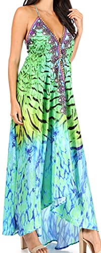 Image of Sakkas Lizi Womens Maxi High-Low Halter Handkerchief Long Dress Beach Party