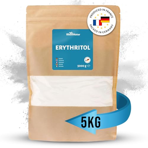 RheinNatur Erythrit 5 kg - Zuckerersatz ohne Kalorien mit 70% der Süßkraft von Zucker - Vegan glutenfrei - 5000 g Beutel