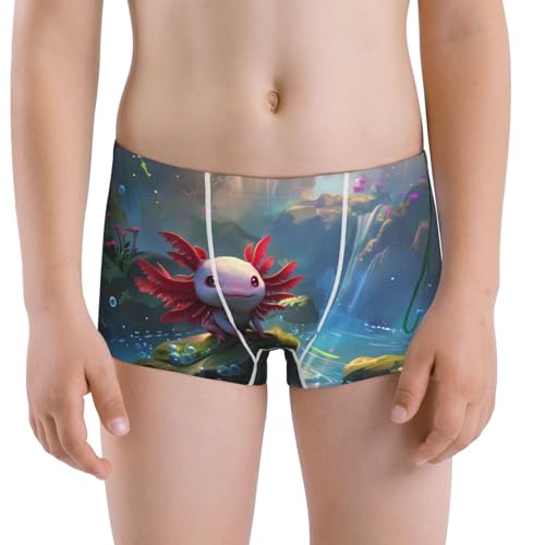 Boys' Cotton Boxer Brief Soft Underwear-Pond Cute Axolotl