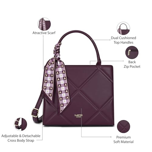 Image of Lavie Luxe Women's Quare25 Medium Debossed Satchel Handbag for Women | Satchel Bag for Work | Ladies purse | Stylish Shoulder Bag | Gift for Women