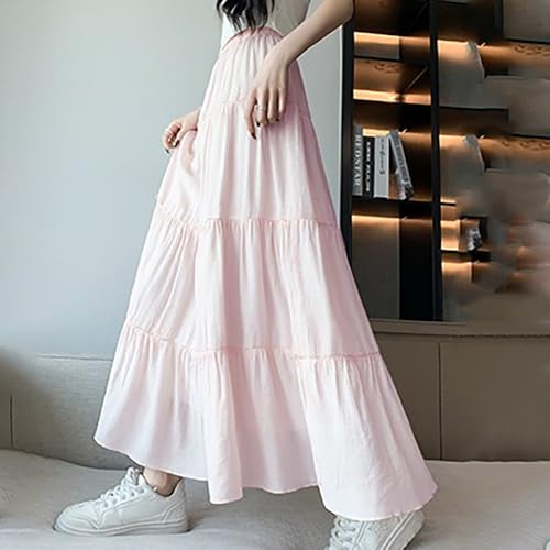 Summer Black Boho Flowy Maxi Skirts for Women Trendy Slimming Long Skirt Versatile Vacation Office Bottoms3