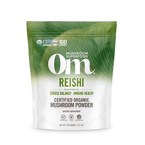 Om Organic Mushroom Superfood Powder, Reishi, 7.05 Ounce (100 Servings), Stress & Immune Support Supplement