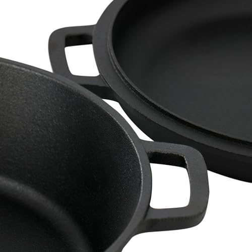 Image of Megachef 10.5 Inch 2-in-1 Pre-Seasoned Cast Iron Skillet and Fry Pan Set