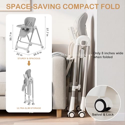 Image of 3-in-1 Foldable High Chairs for Babies and Toddlers with Rocking Mode