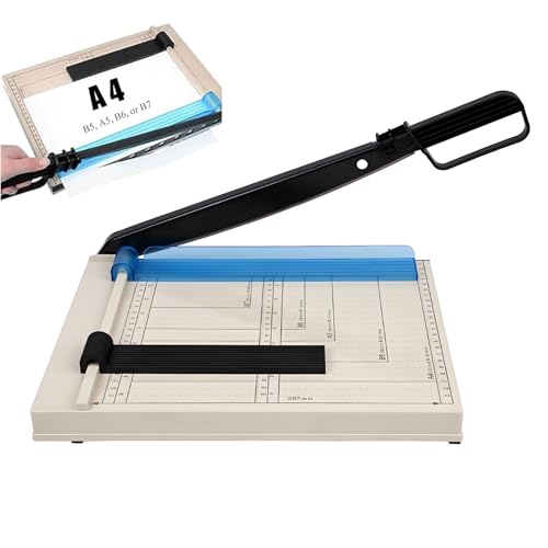 Yolispa Guillotina de Papel, Cortador de Papel con Fusible automático de Seguridad, A4, Tabla de Cortar, 12 Hojas, Capacidad para álbumes de Recortes, Papel de Manualidades Fotos